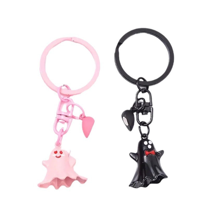 Unique Bag Hanging Halloween Ghost Keychain Cute Couple Magnetic Ghost Pendant Lovers Ornaments Key Rings Key Decoration