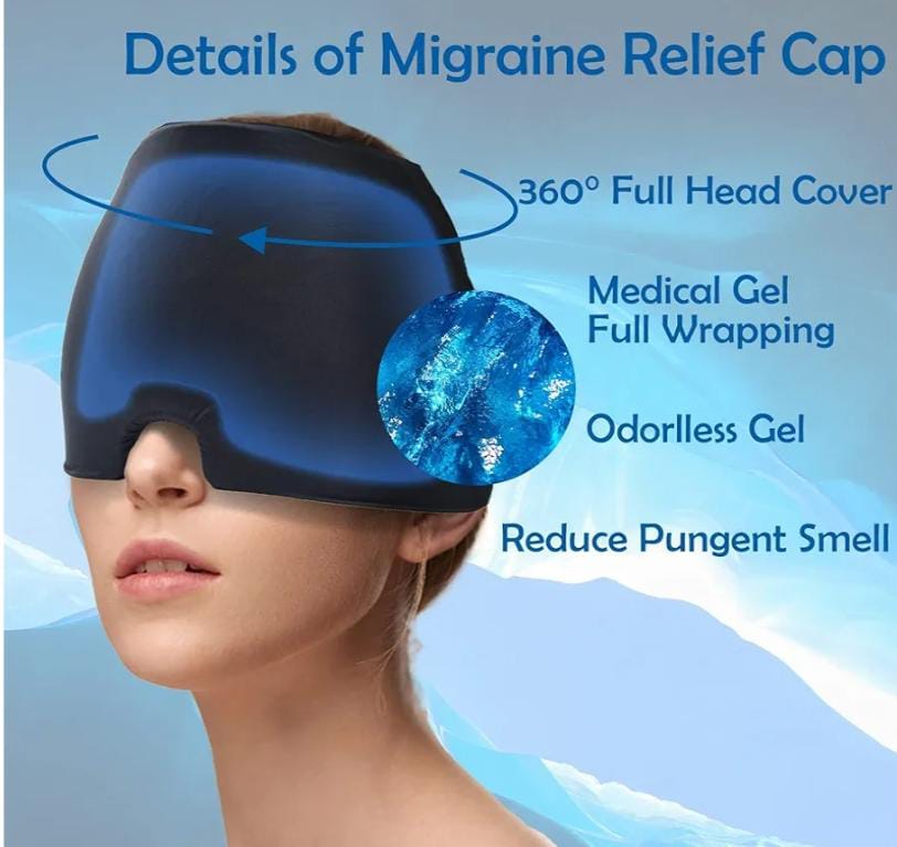 TheraRelief 360° Migraine & Headache Relief Ice Mask – Cooling Gel Head Wrap for Stress, Tension, Sinus & Eye Pain