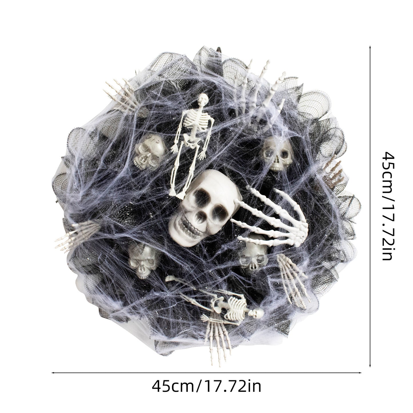 Halloween Black Mesh Skull Garland Party Layout Props