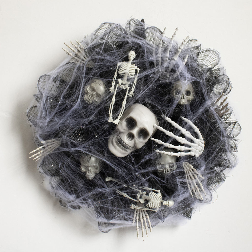 Halloween Black Mesh Skull Garland Party Layout Props