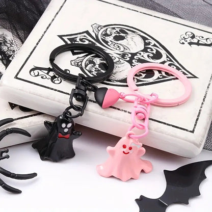 Unique Bag Hanging Halloween Ghost Keychain Cute Couple Magnetic Ghost Pendant Lovers Ornaments Key Rings Key Decoration