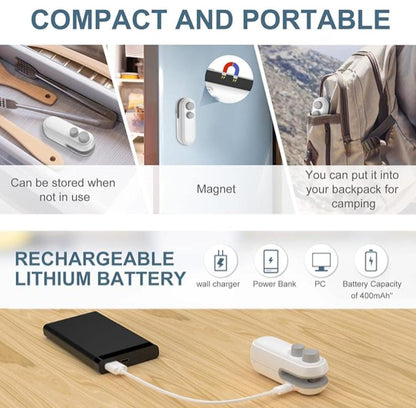 Rechargeable Mini Heat Sealer – Portable Airtight Bag Sealing Machine for Food Storage