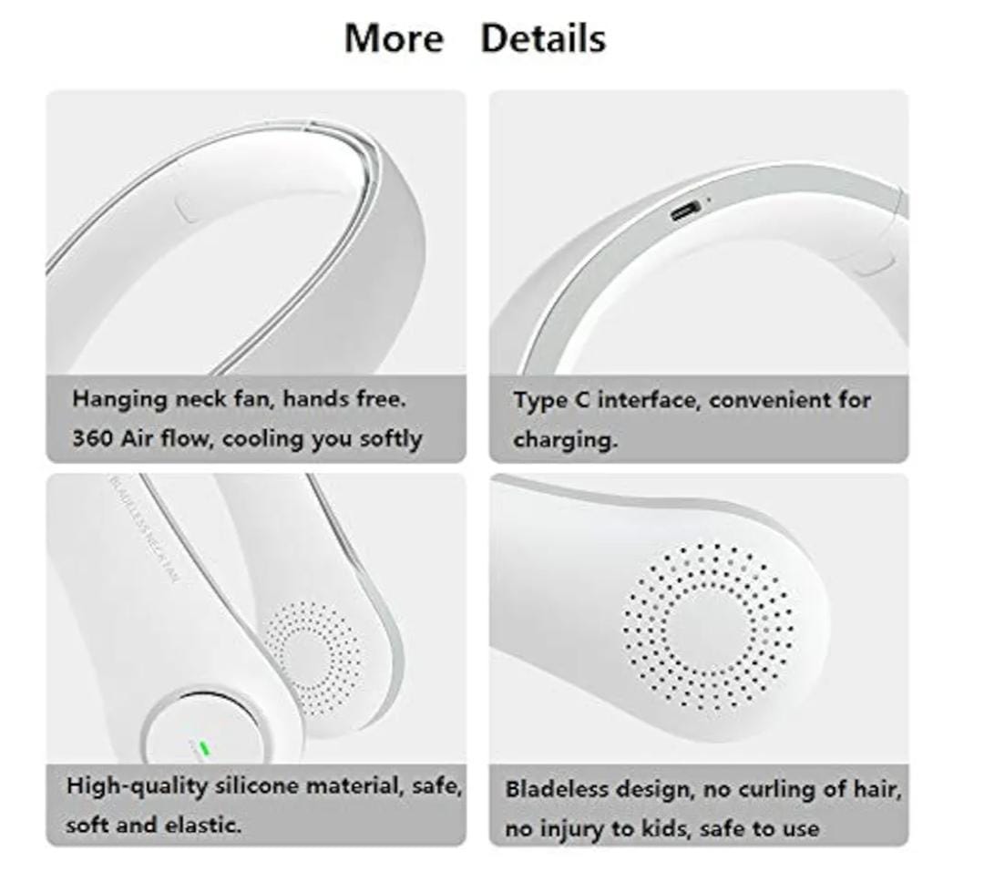 Bladeless Neck Fan – 360° Cooling, 3 Speeds, Portable & Rechargeable Hands-Free Fan