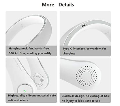 Bladeless Neck Fan – 360° Cooling, 3 Speeds, Portable & Rechargeable Hands-Free Fan