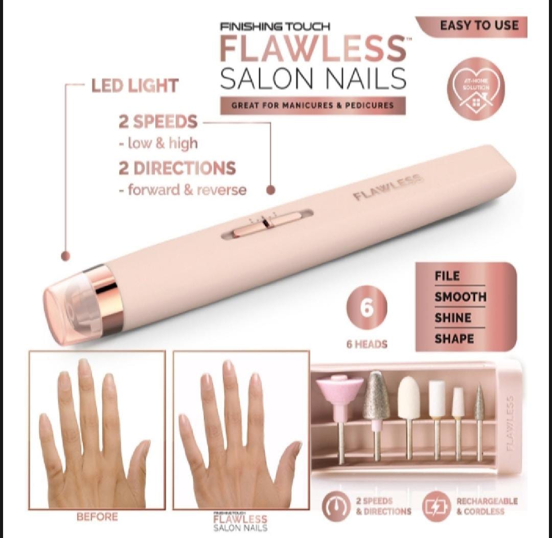 Flawless Nail Salon Trimmer – Rechargeable At-Home Nail Care Kit for Perfect Nails