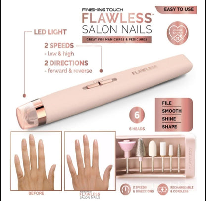 Flawless Nail Salon Trimmer – Rechargeable At-Home Nail Care Kit for Perfect Nails